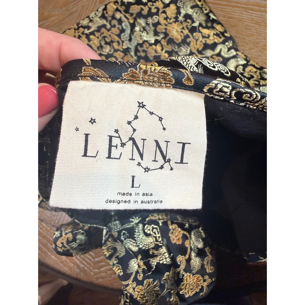 Lenni the Label Palace Mini Dress Dragon Black Jacquard Gold Size Large - Picture 4 of 8